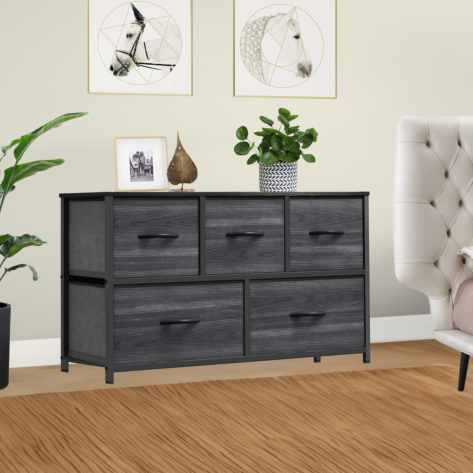 Extra Wide 5-Drawer Storage Tower for Bedroom Hallway or Closet