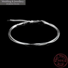 Genuine 925 Sterling Silver Ankle Bracelet Women Anklet Foot Jewelry Chain Beach