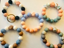 Silicone Beaded Keychain Wristlet and Matching Keychain