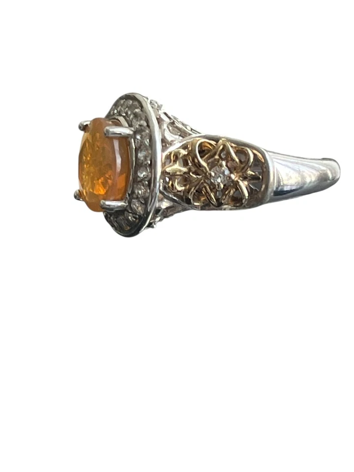 Anillo Victoria Wieck Sunrise ópalo piedras preciosas plata esterlina oro dos tonos 7 Foto 3 de 4