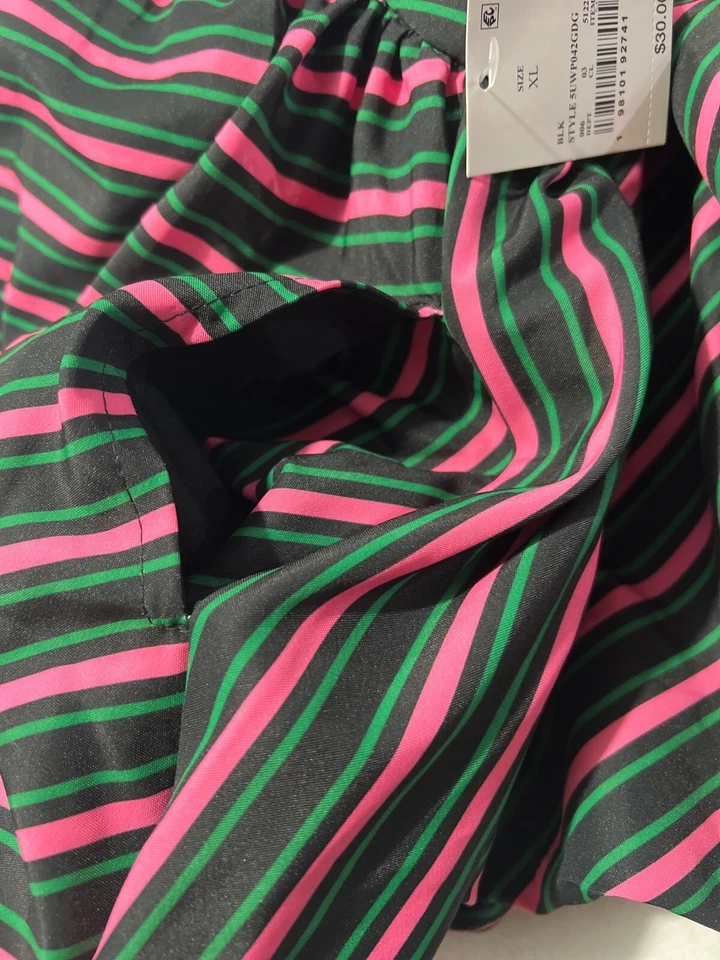 Wicked Paul Tazewell 泡泡迷你裙黑色绿色粉红色条纹全新带标签 — 第 4/4 张图片