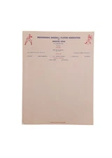 Rare Houston Professional Baseball Players Assoc Jerry Witte Letterhead c.1966