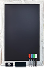 X-Large Magnetic Chalkboard with Rustic Frame, 4 Markers Eraser Included