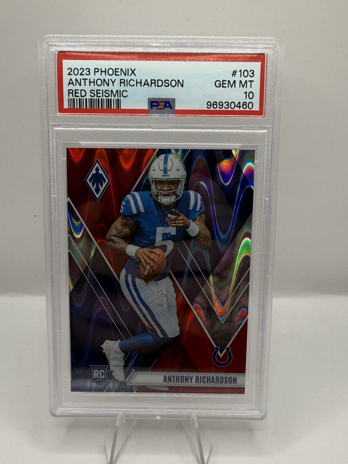 2023 Panini Phoenix - Rookies Red Seismic #103 Anthony Richardson /199 (RC)