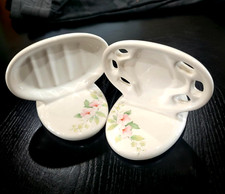 Vintage Porcelain Soap Dish  Toothbrush Holder - Wall Mount