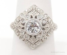 Cubic Zirconia Art Deco Sterling Silver Ring - Size 7