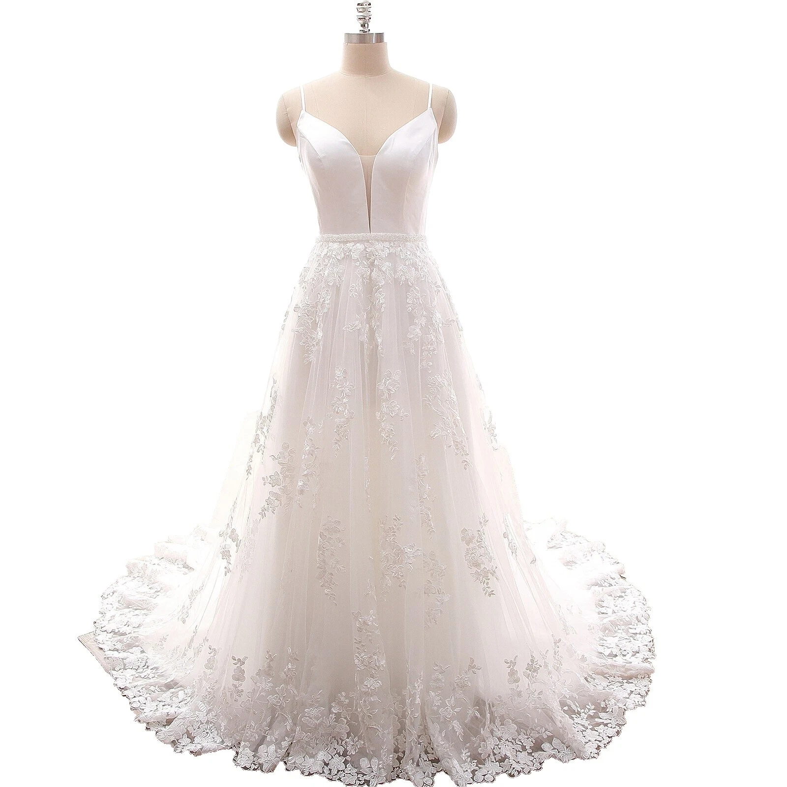 Beading Tulle Scoop Neck Wedding Dresses