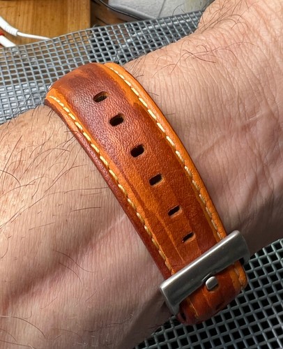 20 mm braun abgenutztes Kalbsleder gebogen (angepasst) Armband Rolex Submariner - Bild 7 von 11