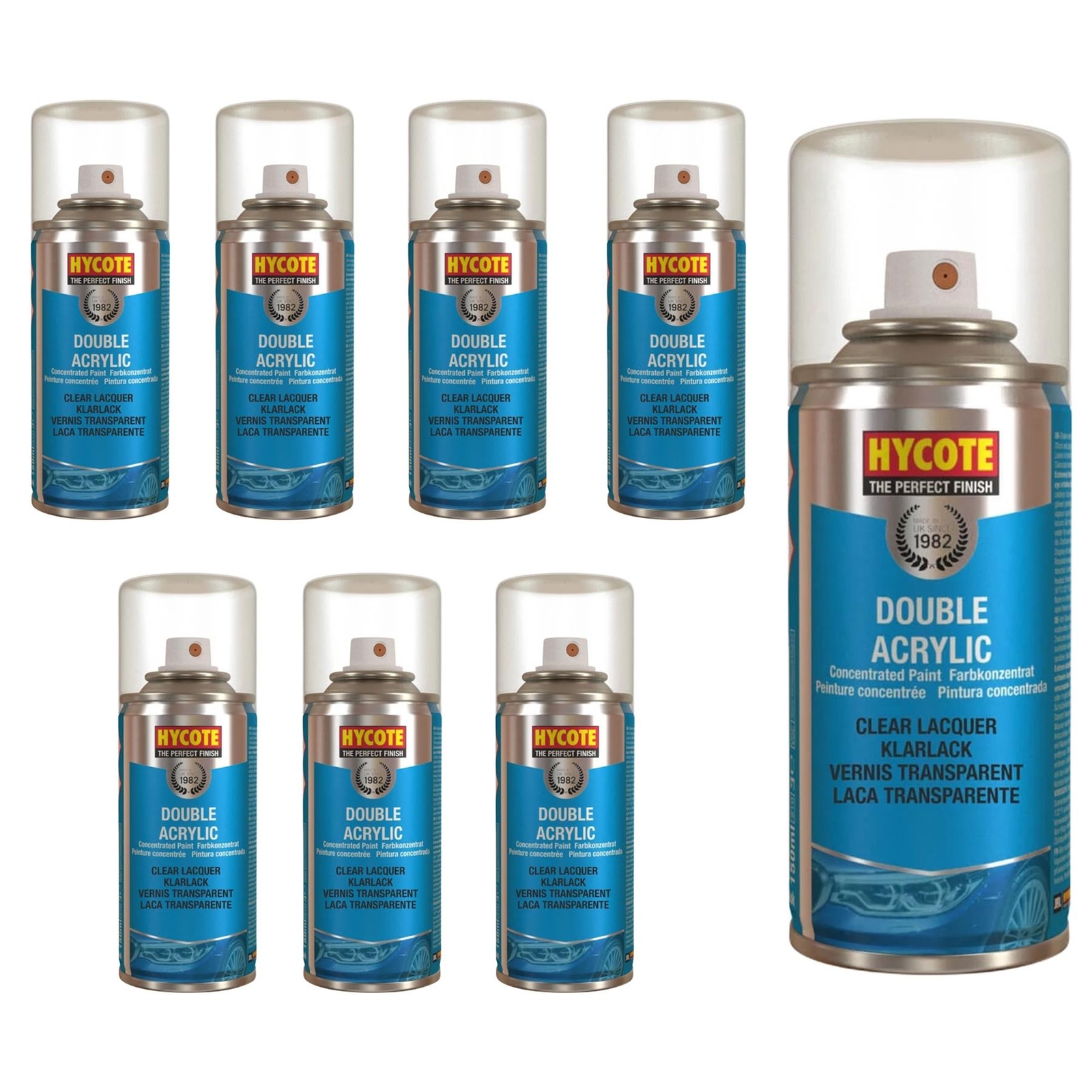 Hycote XDPB908 Clear Aerosol Spray Paint Lacquer 150ml x8
