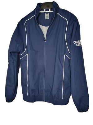 Russell Jacket Navy Blue Soft Shell White Trim Zip Front Pockets Lined Size smal
