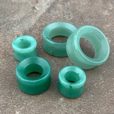 Pair of Stone Double Flare Plugs coffin teardrop round organic