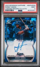 Ronny Simon 2023 Bowman Chrome 1st Sapphire Autograph Auto Card #BSPA-RSN PSA 9