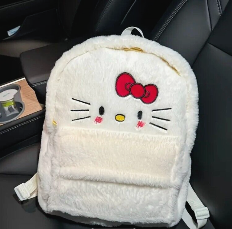 Sanrio Hello Kitty Face Backpack Large Japan Lamb Wool Scribble