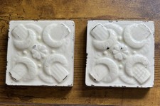 Lot Of 2 Antique Trent Tile Majolica Tile 3x3, Signed