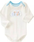 NWT NEWBORN/O Gymboree “I am Silly” Cotton WHITE long sleeve Bodysuit 1-piece