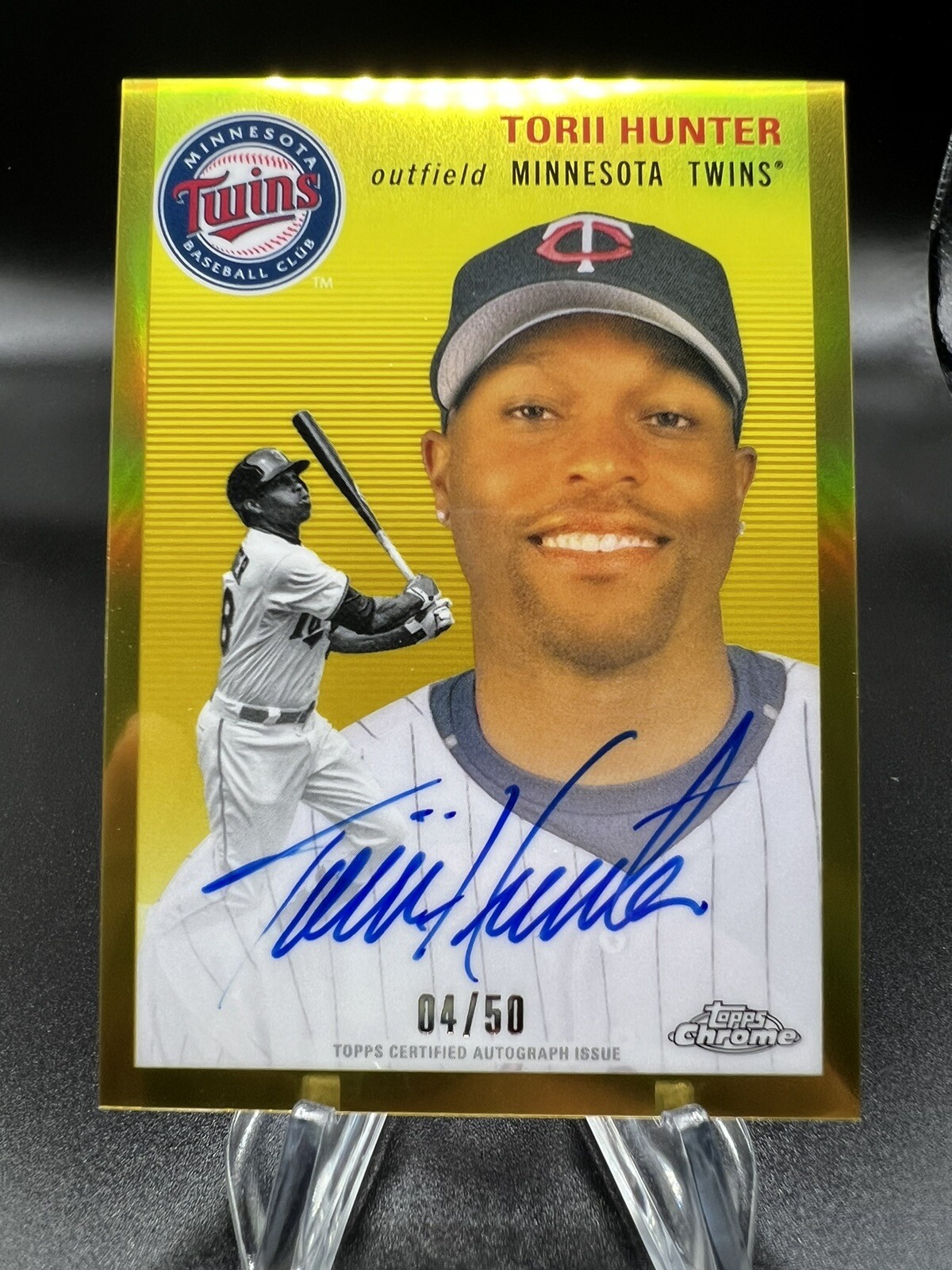 2023 Topps Chrome Platinum Anniversary Baseball Torii Hunter Gold Auto /50