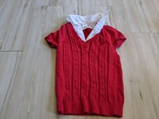 Gymboree Girl Knit Top Shirt Red Button Down Pull Over Short Sleeve Size XS 3-4
