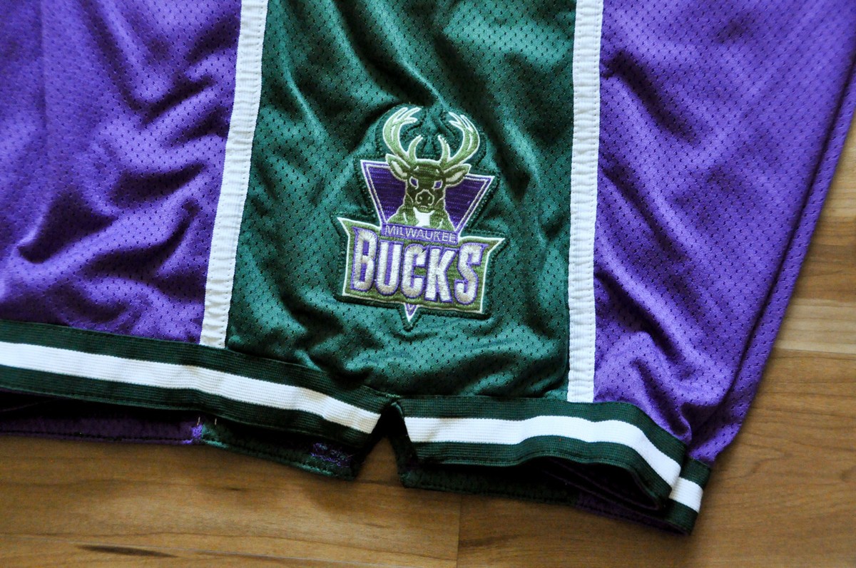 Milwaukee Bucks Reebok Shorts Team Issue Game Purple Sewn NBA Men