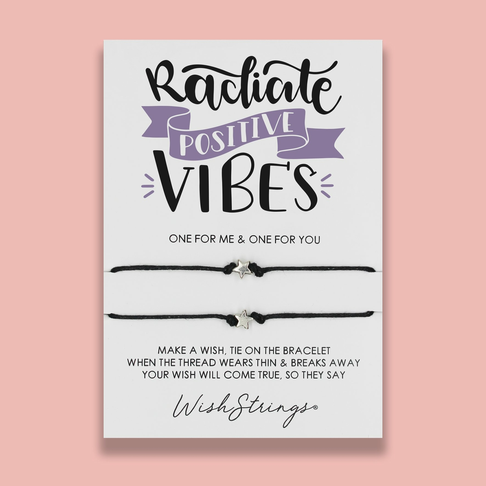 Radiate Positive Vibes Wish String Bracelet Duo With Charms Sentimental Gift