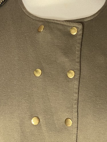 J California Women Size S Olive Green Military Style Jacket Cropped Epaulet Soft - Picture 10 of 12