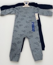 Carter's 2-Piece Pajama Set Dinosaur Lt. Blue  Solid Navy Blue Sz. 12mo.