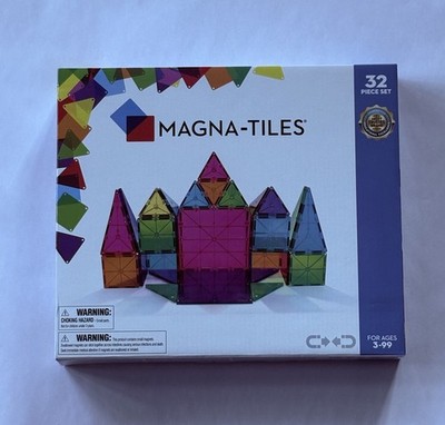 Magna-Tiles 32-Piece Clear Color Magnetic Building Tiles For Kids, STEM Approved