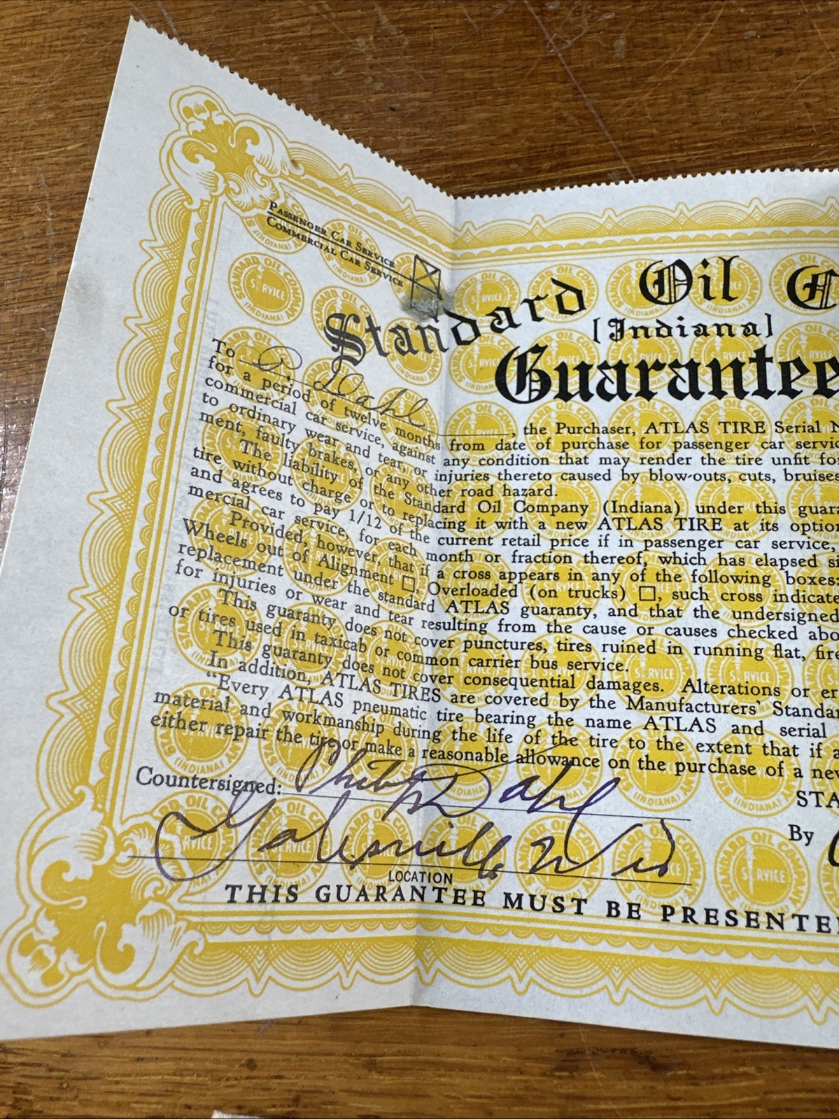 Vintage 1951 Standard Oil Co Envelope Gas Atlas Tires Battery Warranty Holder