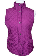 Talbots Diamond Quilted Vest Women s Size XS Dark Pink Pockets Outdoors Preppy