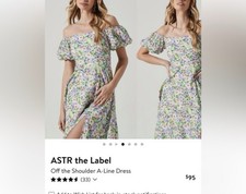 ASTR the Label Floral Pleated Maxi Dress Off Shoulder Puff Sleeve XL Lined