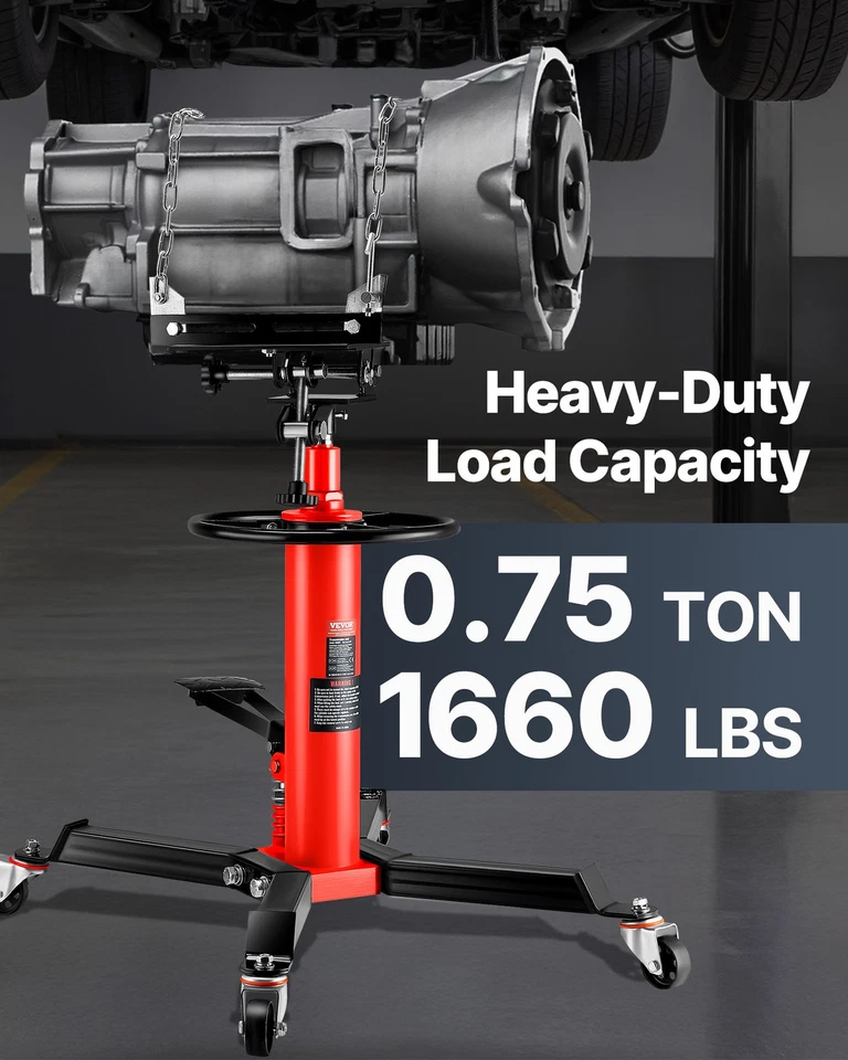 1322-1660 LBS 2 Stage Hydraulic Transmission Jack w/360°Swivel Wheel Lift Hoist Foto 2 de 4