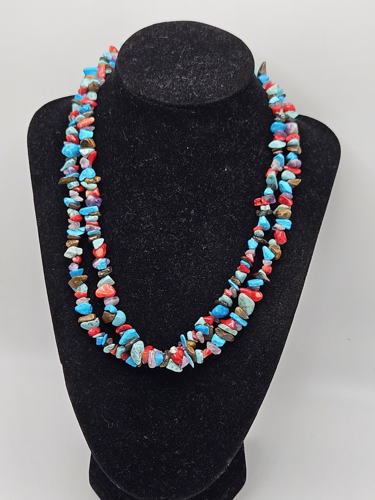 Multi Gemstone Double Strand Beaded Necklace. Sig… - image 1