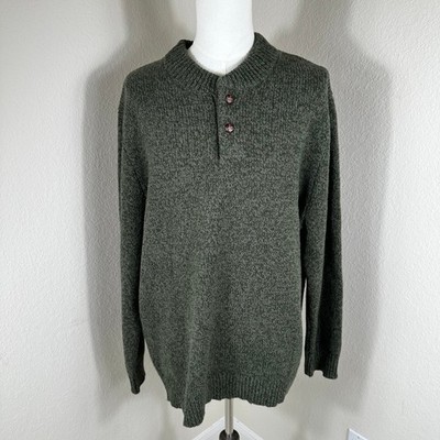 VTG L.L. Bean Henley Sweater Men XXXL Green Classic Ragg Wool Gorpcore Heritage