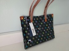 BRAND NEW W/Tags Dooney Bourke Black Medium Multi-Color DB Monogram Print