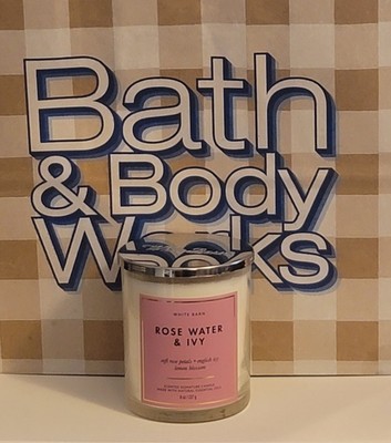 Bath & Body Works ROSE WATER & IVY Single Wick Candle