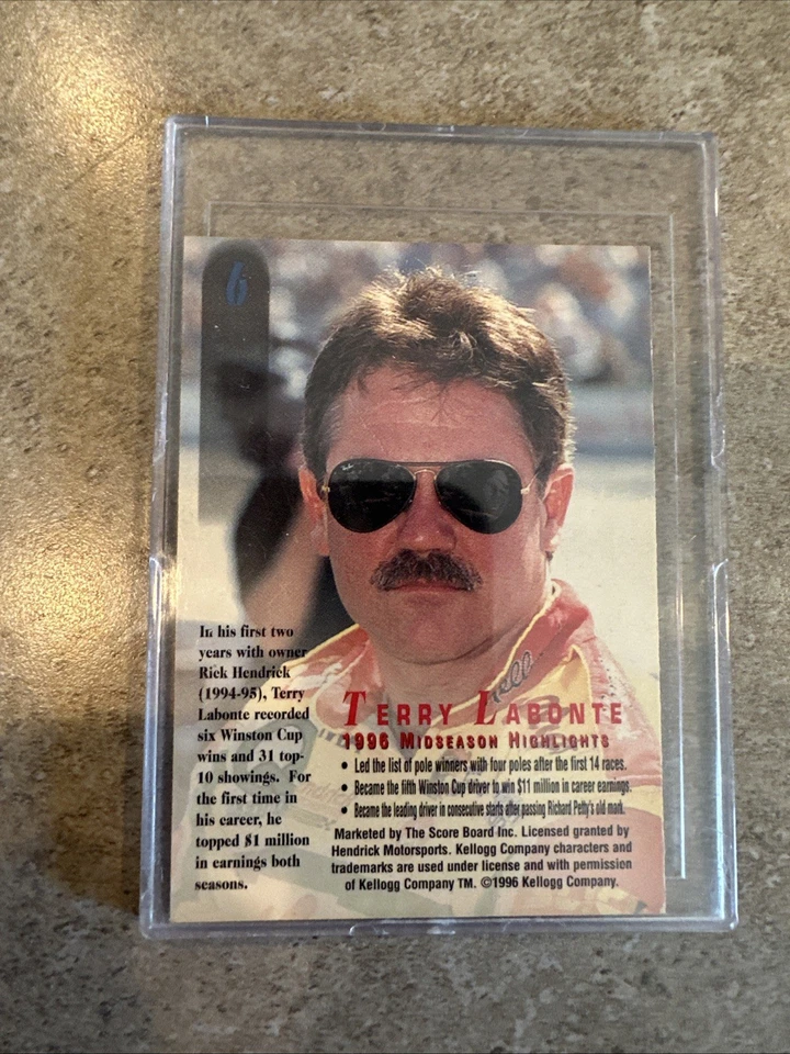Terry Labonte Autographed 1996 Score Board #6 Racing Card - Image 2 of 2