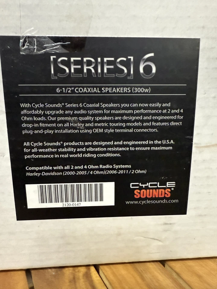 Cycle Sounds Series 6 6.5" 300W Coaxial Speakers Harley Davidson 2 Ohm Touring - Image 2 of 4