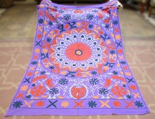Wall Hanging Throw, Floral Tapestry Duck Bedspread, Embroidered Suzani Blanket