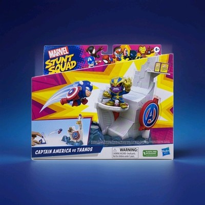 NEW Marvel Stunt Squad Captain America vs Thanos Tower Smash Playset