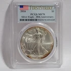 2016 $1 American Silver Eagle PCGS MS70 First Strike 30th Anniversary Toning