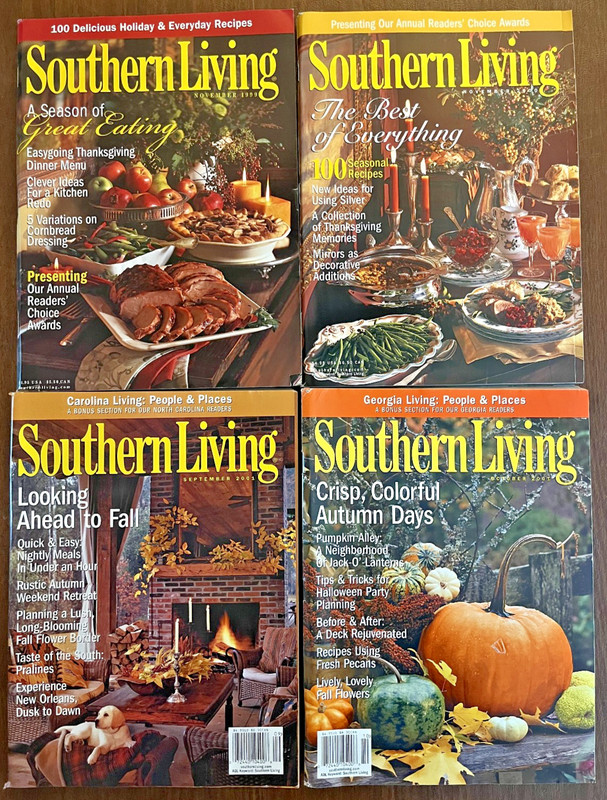 Southern Living Magazine 1999-2001 Lot of 4 Thanksgiving Halloween Recipes
