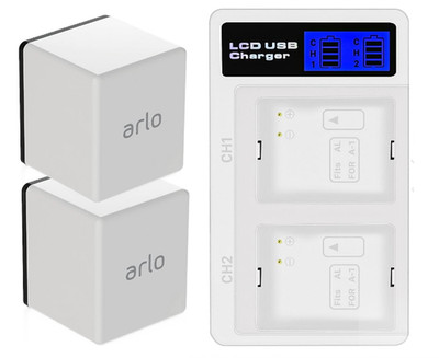 Arlo Genuine A-1D 2440mAh 7.2V Li-Ion Battery x2 w/Charger for Pro Pro 2 Camera