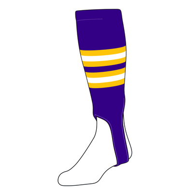 Chaussettes De Baseball TCK Stirrups - Taille L - Violet, Or, Blanc - 5 Pouces