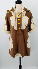 NEW Marc by Marc Jacobs Brown Cream Floral Hooded Sweatshirt 1/2 Button Tunic M