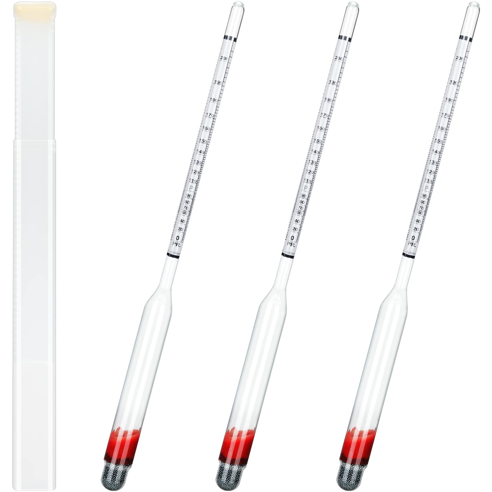 3 Pcs Glass Hydrometer Alcoholmeter 0-200 Proof, Alcohol Digital