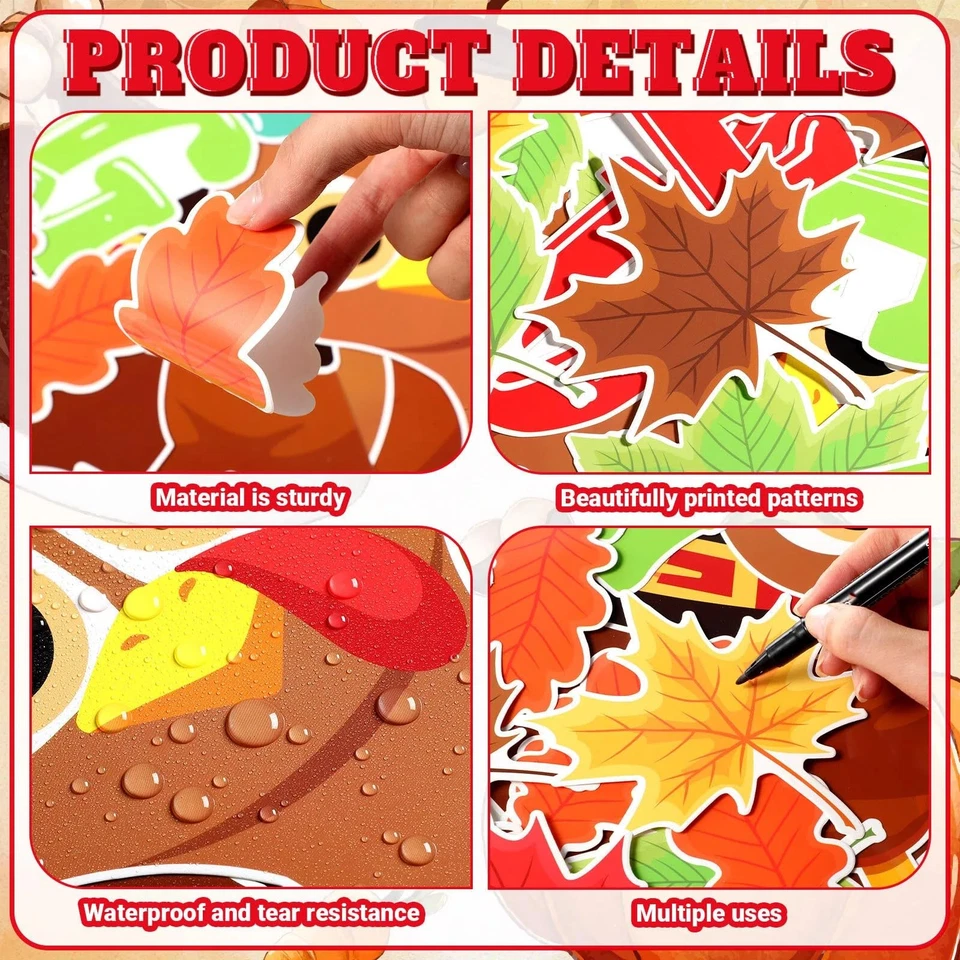 Pajean 65 Pcs Thanksgiving Classroom Decorations Thanksgiving Turkey Bulletin... - Image 3 of 4