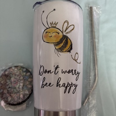 Don t Worry Be Happy Stainless Steel Tumbler 20 Ounce With Coasters
