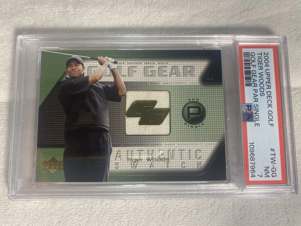 2004 Upper Deck Golf Tiger Woods Golf Gear Par Single Patch Graded PSA 7 NM - Image 2 of 3