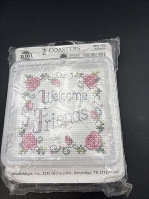 Needle Magic WELCOME FRIENDS Counted Cross Stitch Coaster Kit  #3101