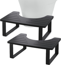 2 Pack Black Squatting Potty for Adults, Wooden Toilet Poop Stool, Bamboo Squat