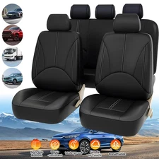 Universal Car Seat Covers 5-Seat Full Set Front & Rear Cushion Leather 9PCS NEW